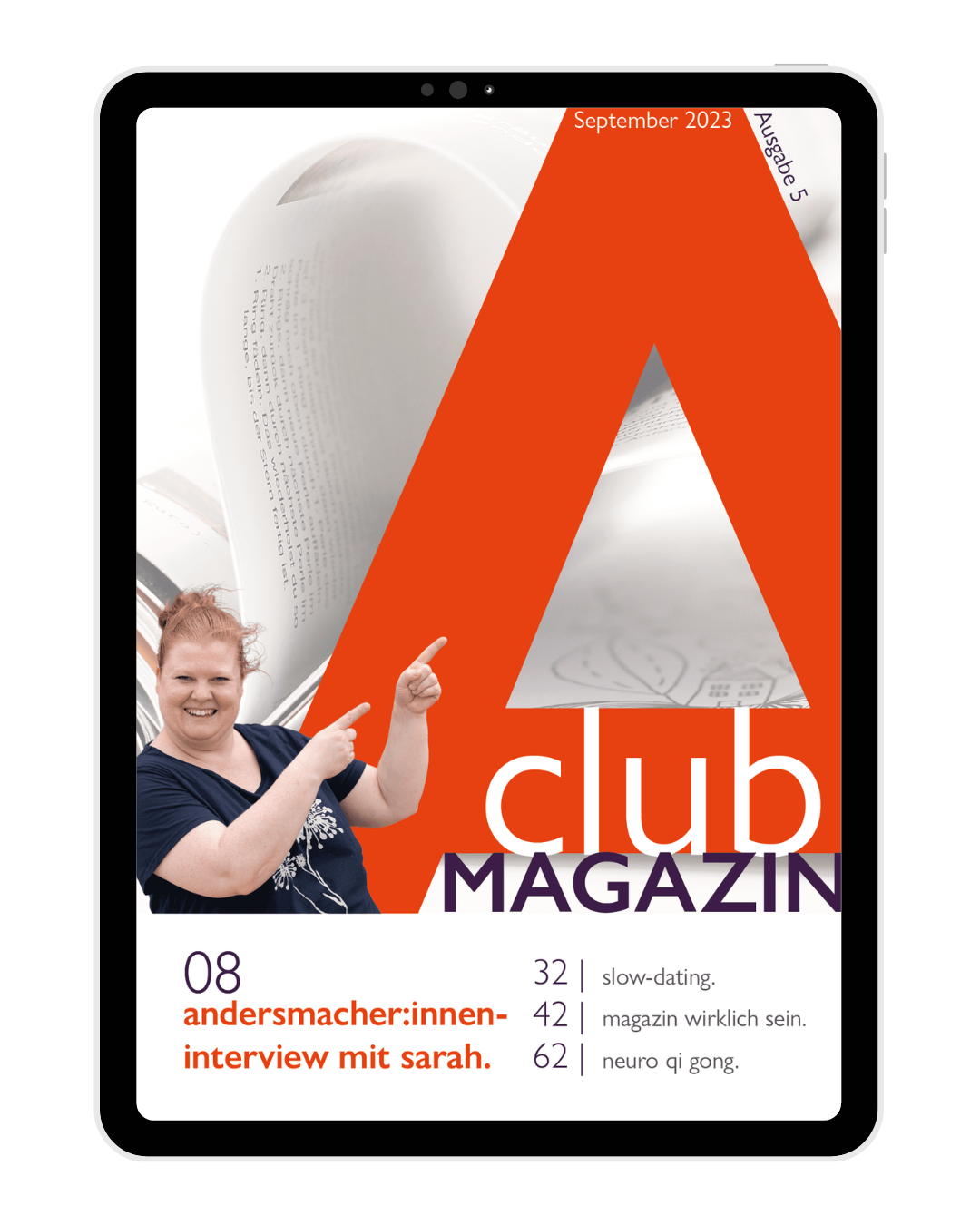 A-club-Magazin_Ausgabe-5_September2023 Cover der Ausgabe 5 des A:club-Magazins von Steffi Schmid