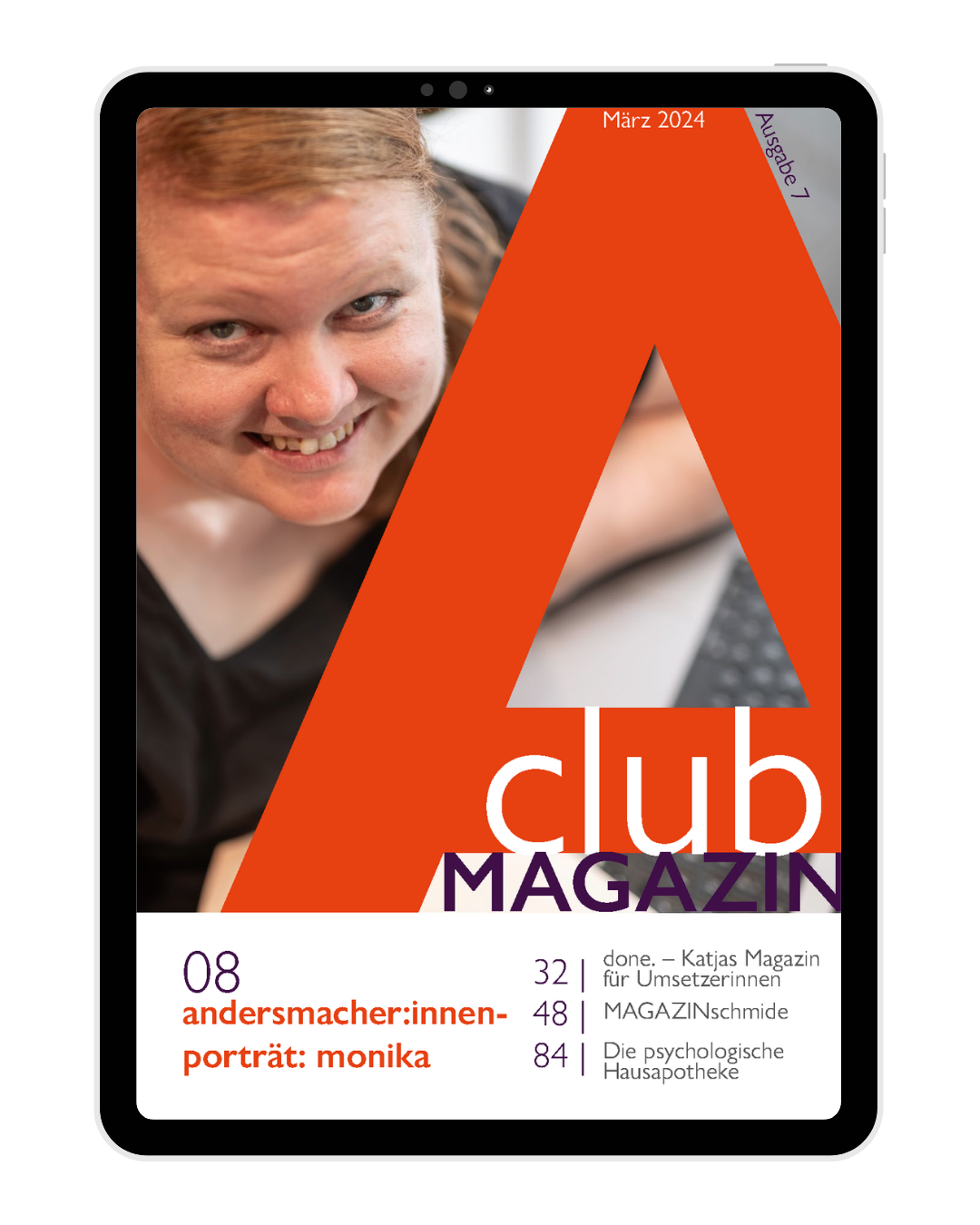 A-club-Magazin_Ausgabe-7_März2024 Cover der Ausgabe 7 des A:club-Magazins von Steffi Schmid