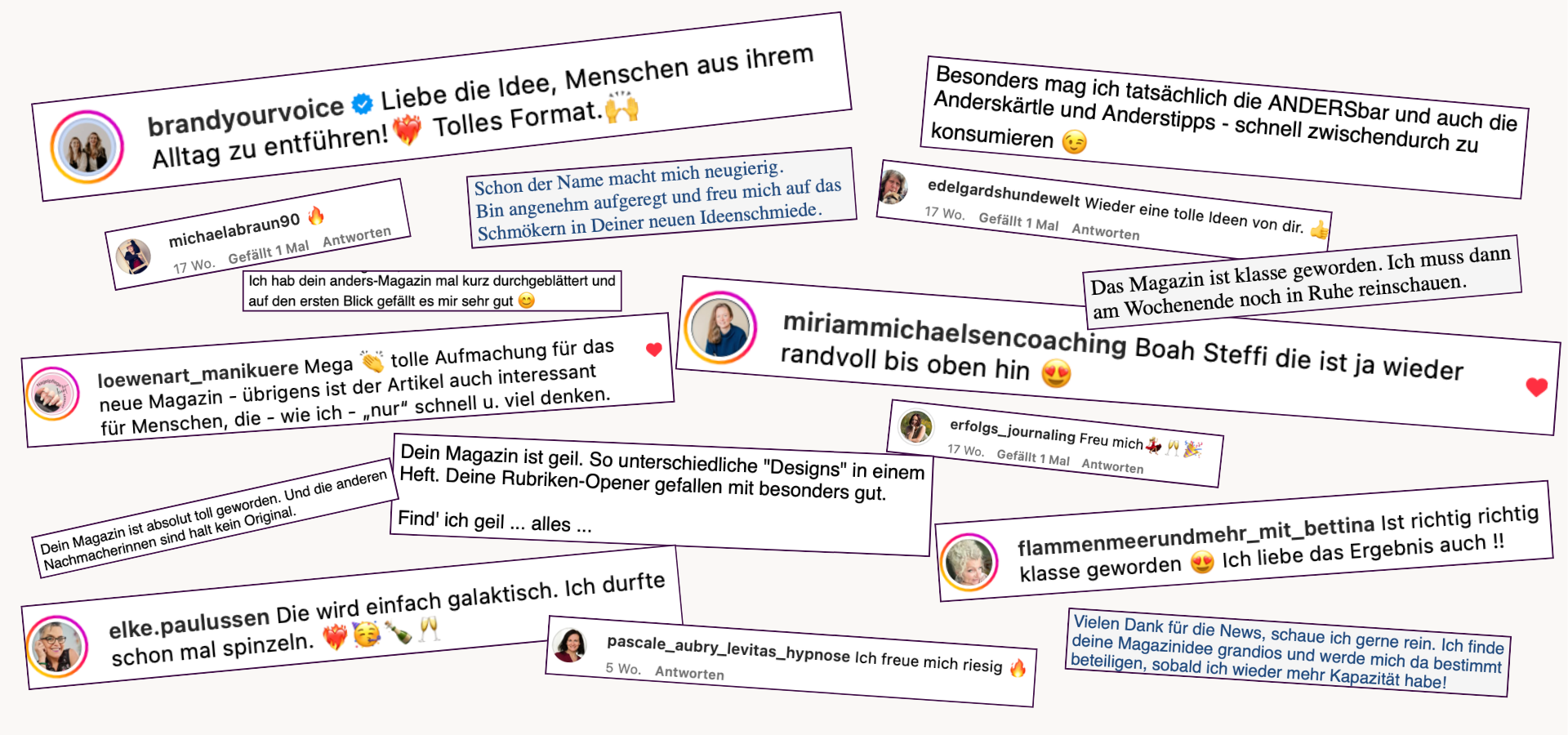 Kundenstimmen anders Magazin magazinschmide by Steffi Schmid