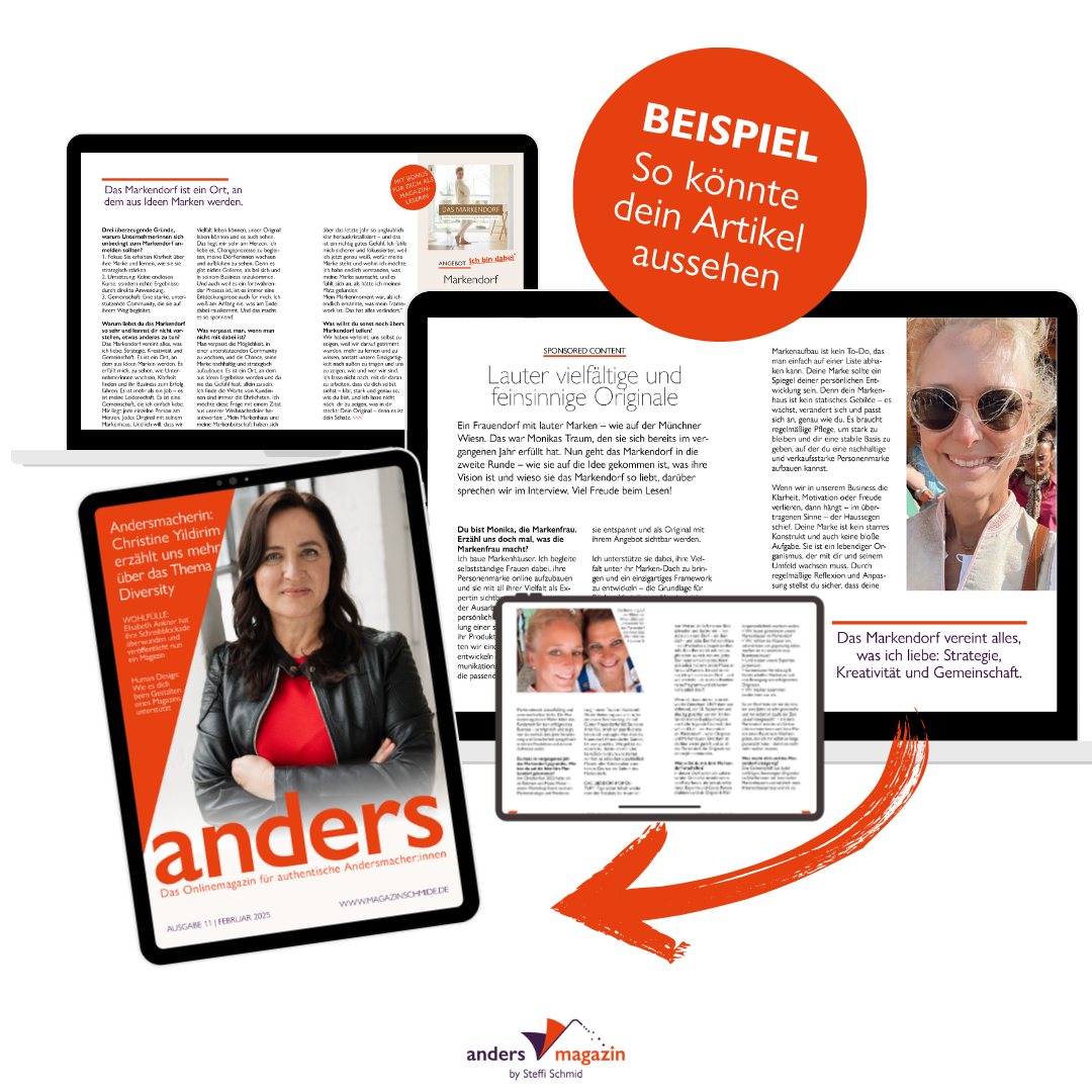 Content-Werbeplätze im anders-Magazin, dem Onlinemagazin für authentische Andersmacher:innen